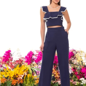 Conjunto de Calça e Top com Detalhes em Vivo Branco