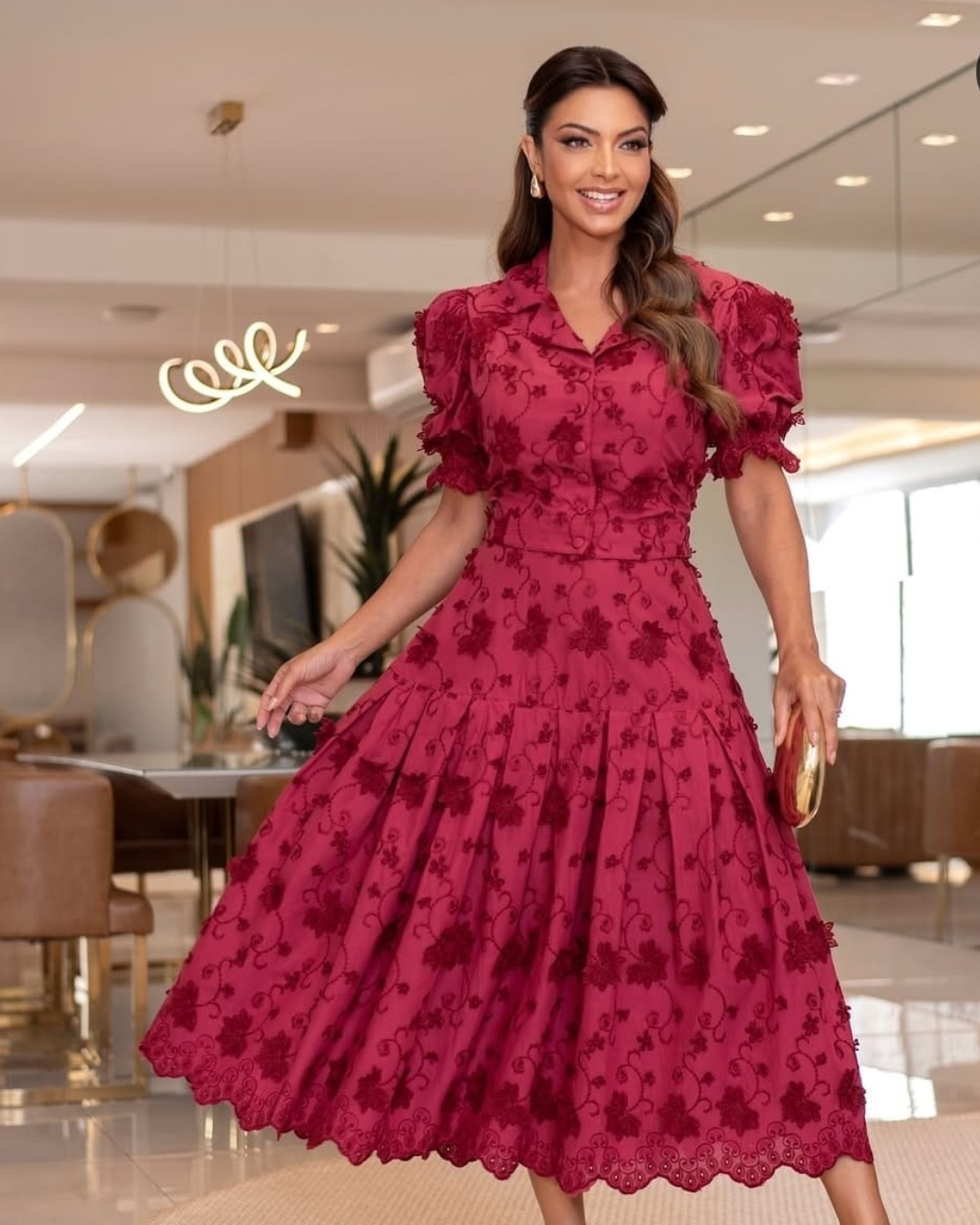 Conjunto de Saia 3D Vermelho