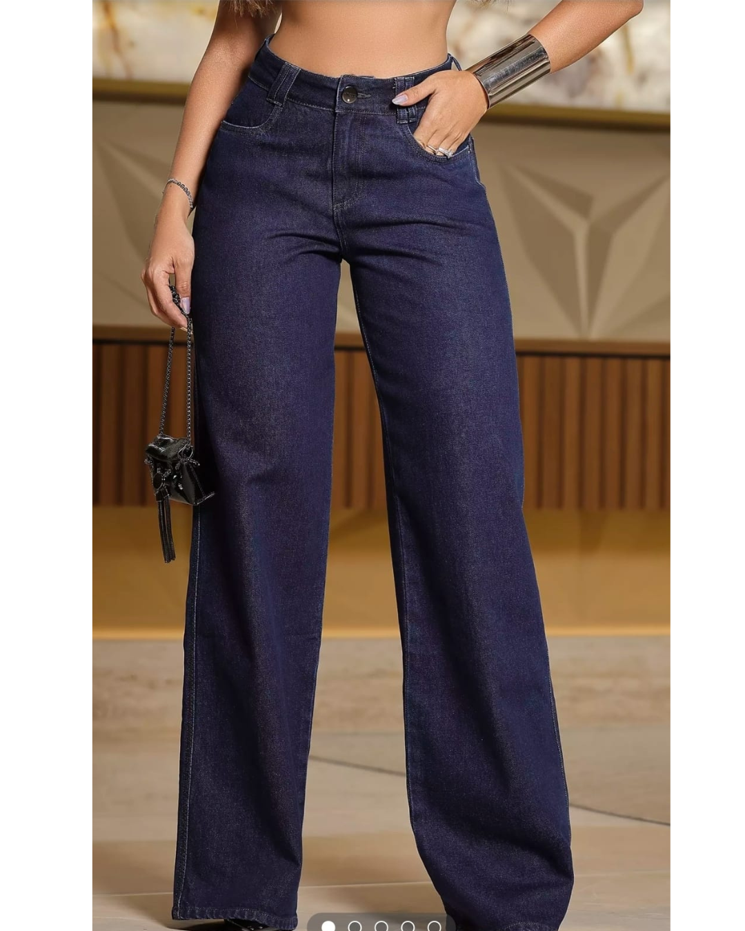 Calça Wide Leg Jeans Escuro