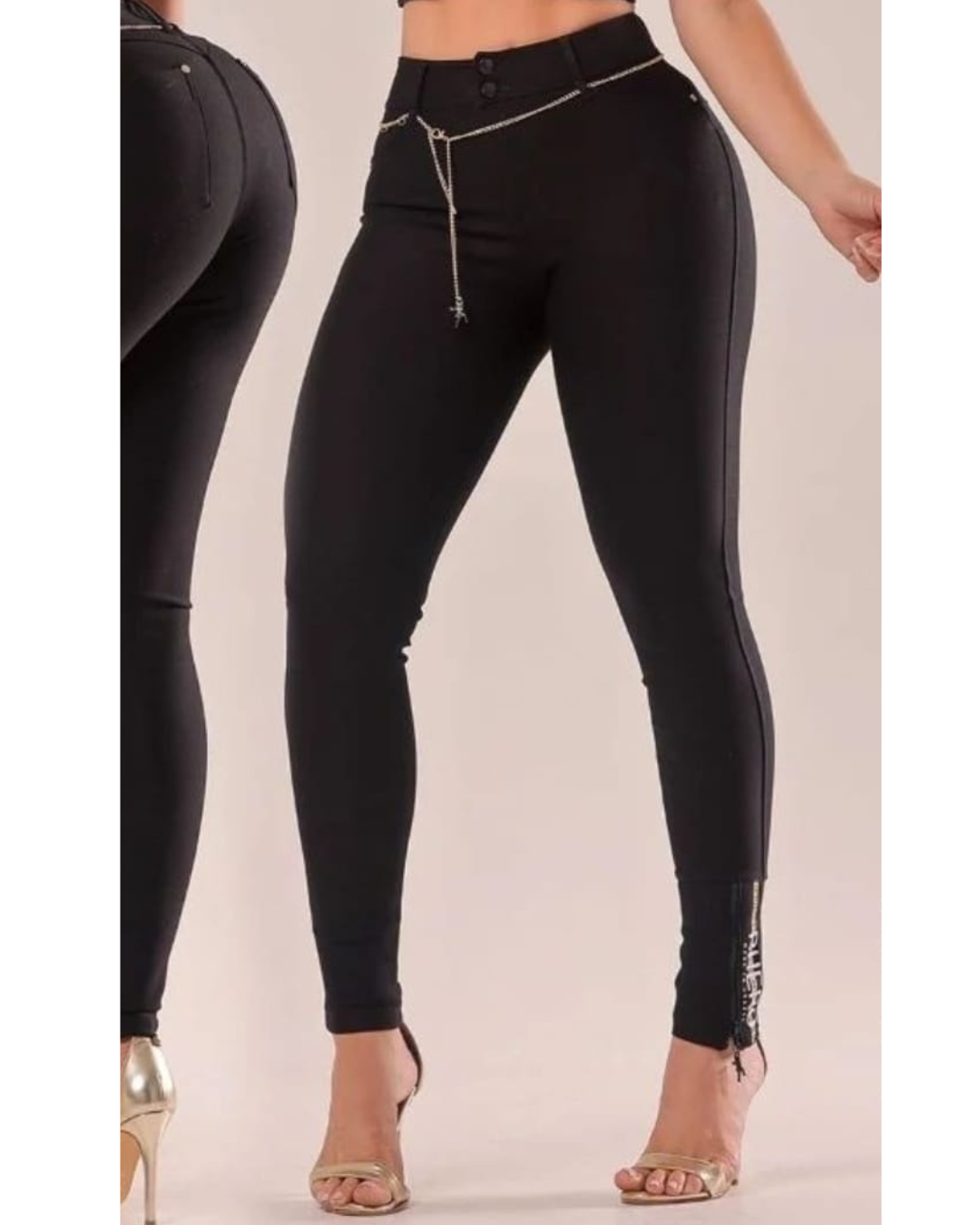 Calça Montaria com Detalhes de Corrente na Cintura